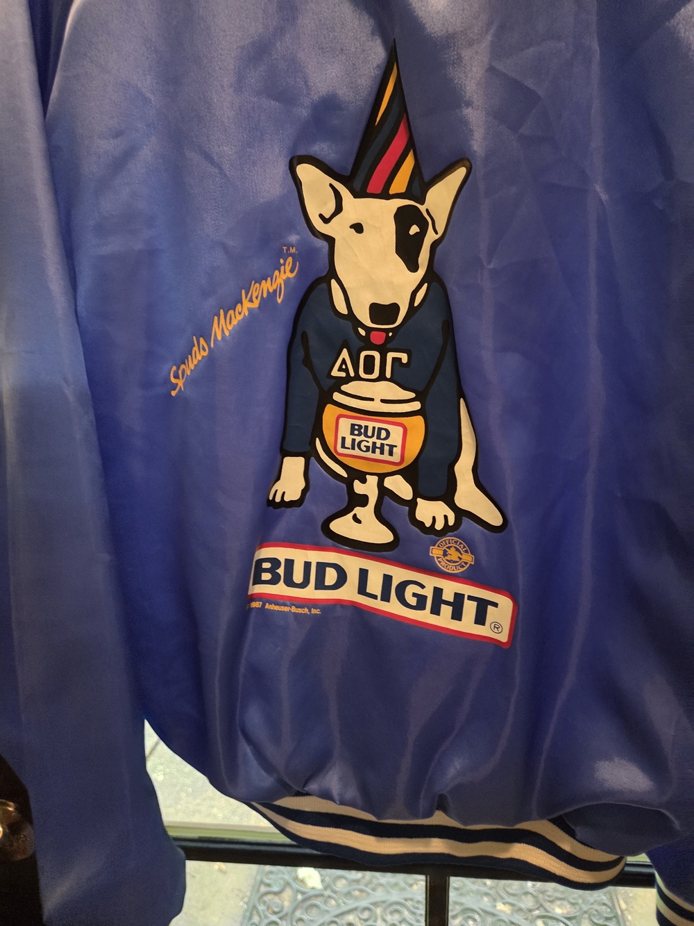 Vintage Blue Bud Light Script Satin Jacket - Picture 3 of 5